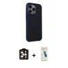 MARSİLYAN™- iPhone 15 Pro Max Kılıf Çekirdek Yansıma Prime - Şeffaf Pasifik Cam Ekran Koruyucu + PVD Metal Kamera Lens - TU