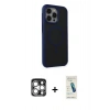 MARSİLYAN™- iPhone 15 Pro Max Kılıf Çekirdek Yansıma Prime - Şeffaf Pasifik Cam Ekran Koruyucu + PVD Metal Kamera Lens - GS