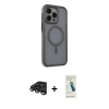 MARSİLYAN™- iPhone 15 Pro Max Kılıf Çekirdek Yansıma Prime - Şeffaf Pasifik Cam Ekran Koruyucu + Raze Metal Kamera Lens - TMGI