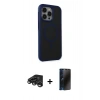 MARSİLYAN™- iPhone 15 Pro Max Kılıf Çekirdek Yansıma Prime - Siyah 3D Antistatik Hayalet Cam Ekran Koruyucu + Raze Metal Kamera Lens - TMGI