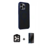 MARSİLYAN™- iPhone 15 Pro Max Kılıf Çekirdek Yansıma Prime - Siyah 3D Antistatik Hayalet Cam Ekran Koruyucu + PVD Metal Kamera Lens - TU