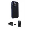 MARSİLYAN™- iPhone 15 Pro Max Kılıf Çekirdek Yansıma Prime - Siyah 3D Antistatik Hayalet Cam Ekran Koruyucu + Raze Metal Kamera Lens - LT