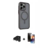 MARSİLYAN™- iPhone 15 Pro Max Kılıf Çekirdek Yansıma Prime - Siyah 3D Antistatik Mat Seramik Nano Ekran Koruyucu + Raze Metal Kamera Lens - TMGI