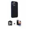 MARSİLYAN™- iPhone 15 Pro Max Kılıf Çekirdek Yansıma Prime - Siyah 3D Antistatik Mat Seramik Nano Ekran Koruyucu + PVD Metal Kamera Lens - TU