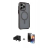MARSİLYAN™- iPhone 15 Pro Max Kılıf Çekirdek Yansıma Prime - Siyah 3D Antistatik Mat Seramik Nano Ekran Koruyucu + Raze Metal Kamera Lens - SH