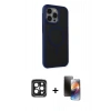 MARSİLYAN™- iPhone 15 Pro Max Kılıf Çekirdek Yansıma Prime - Siyah 3D Antistatik Mat Seramik Nano Ekran Koruyucu + PVD Metal Kamera Lens - SH