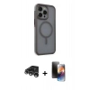 MARSİLYAN™- iPhone 15 Pro Max Kılıf Çekirdek Yansıma Prime - Siyah 3D Antistatik Mat Seramik Nano Ekran Koruyucu + Raze Metal Kamera Lens - GS