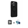 MARSİLYAN™- iPhone 15 Pro Max Kılıf Çekirdek Yansıma Prime - Siyah 3D Antistatik Seramik Nano Ekran Koruyucu + PVD Metal Kamera Lens - GI