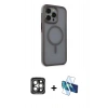 MARSİLYAN™- iPhone 15 Pro Max Kılıf Çekirdek Yansıma Prime - Siyah 3D Antistatik Seramik Nano Ekran Koruyucu + PVD Metal Kamera Lens - GI