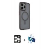 MARSİLYAN™- iPhone 15 Pro Max Kılıf Çekirdek Yansıma Prime - Siyah 3D Antistatik Seramik Nano Ekran Koruyucu + PVD Metal Kamera Lens - GS