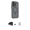MARSİLYAN™- iPhone 15 Pro Max Kılıf Çekirdek Yansıma Prime - Siyah Bilvis 0.18mm Plus Cam Ekran Koruyucu + Raze Metal Kamera Lens - GS