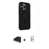 MARSİLYAN™- iPhone 15 Pro Max Kılıf Çekirdek Yansıma Prime - Siyah Bilvis 0.18mm Plus Cam Ekran Koruyucu + Raze Metal Kamera Lens - TMGI