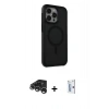 MARSİLYAN™- iPhone 15 Pro Max Kılıf Çekirdek Yansıma Prime - Siyah Bilvis 0.18mm Plus Cam Ekran Koruyucu + Raze Metal Kamera Lens - GS