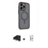 MARSİLYAN™- iPhone 15 Pro Max Kılıf Çekirdek Yansıma Prime - Siyah Bilvis 0.18mm Plus Cam Ekran Koruyucu + Raze Metal Kamera Lens - LT