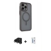 MARSİLYAN™- iPhone 15 Pro Max Kılıf Çekirdek Yansıma Prime - Siyah Bilvis 0.18mm Plus Cam Ekran Koruyucu + Raze Metal Kamera Lens - SH
