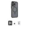 MARSİLYAN™- iPhone 15 Pro Max Kılıf Çekirdek Yansıma Prime - Siyah Bilvis 0.18mm Plus Cam Ekran Koruyucu + Siyah PVD Metal Kamera Lens