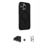 MARSİLYAN™- iPhone 15 Pro Max Kılıf Çekirdek Yansıma Prime - Siyah Bilvis 0.18mm Plus Cam Ekran Koruyucu + Raze Metal Kamera Lens - LT