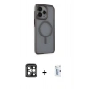 MARSİLYAN™- iPhone 15 Pro Max Kılıf Çekirdek Yansıma Prime - Siyah Bilvis 0.18mm Plus Cam Ekran Koruyucu + PVD Metal Kamera Lens - GI
