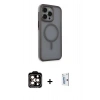 MARSİLYAN™- iPhone 15 Pro Max Kılıf Çekirdek Yansıma Prime - Siyah Bilvis 0.18mm Plus Cam Ekran Koruyucu + PVD Metal Kamera Lens - TU