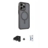 MARSİLYAN™- iPhone 15 Pro Max Kılıf Çekirdek Yansıma Prime - Siyah Bilvis 0.18mm Plus Cam Ekran Koruyucu + Raze Metal Kamera Lens - TMGI