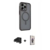 MARSİLYAN™- iPhone 15 Pro Max Kılıf Çekirdek Yansıma Prime - Siyah Bilvis 3D Cam Ekran Koruyucu + Raze Metal Kamera Lens - TMGI