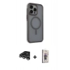 MARSİLYAN™- iPhone 15 Pro Max Kılıf Çekirdek Yansıma Prime - Siyah Bilvis 3D Cam Ekran Koruyucu + Raze Metal Kamera Lens - GS
