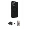 MARSİLYAN™- iPhone 15 Pro Max Kılıf Çekirdek Yansıma Prime - Siyah Bilvis 3D Cam Ekran Koruyucu + Raze Metal Kamera Lens - TMGI