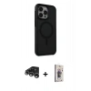 MARSİLYAN™- iPhone 15 Pro Max Kılıf Çekirdek Yansıma Prime - Siyah Bilvis 3D Cam Ekran Koruyucu + Raze Metal Kamera Lens - GS