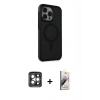 MARSİLYAN™- iPhone 15 Pro Max Kılıf Çekirdek Yansıma Prime - Siyah Bilvis 3D Mat Cam Ekran Koruyucu + PVD Metal Kamera Lens - GI