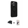 MARSİLYAN™- iPhone 15 Pro Max Kılıf Çekirdek Yansıma Prime - Siyah Bilvis 3D Mat Cam Ekran Koruyucu + Raze Metal Kamera Lens - LT