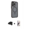 MARSİLYAN™- iPhone 15 Pro Max Kılıf Çekirdek Yansıma Prime - Siyah Bilvis 3D Mat Cam Ekran Koruyucu + Titanyum Gri Raze Metal Kamera Lens
