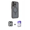 MARSİLYAN™- iPhone 15 Pro Max Kılıf Çekirdek Yansıma Prime - Siyah Bilvis 5in1 3D Magic Cam Ekran Koruyucu + PVD Metal Kamera Lens - LT