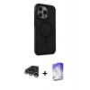 MARSİLYAN™- iPhone 15 Pro Max Kılıf Çekirdek Yansıma Prime - Siyah Bilvis 5in1 3D Magic Cam Ekran Koruyucu + Raze Metal Kamera Lens - GS
