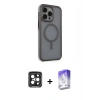MARSİLYAN™- iPhone 15 Pro Max Kılıf Çekirdek Yansıma Prime - Siyah Bilvis 5in1 3D Magic Cam Ekran Koruyucu + PVD Metal Kamera Lens - SH