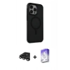 MARSİLYAN™- iPhone 15 Pro Max Kılıf Çekirdek Yansıma Prime - Siyah Bilvis 5in1 3D Magic Cam Ekran Koruyucu + Raze Metal Kamera Lens - TMGI