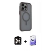 MARSİLYAN™- iPhone 15 Pro Max Kılıf Çekirdek Yansıma Prime - Siyah Bilvis 5in1 5D Magic Hayalet Cam Ekran Koruyucu + PVD Metal Kamera Lens - TU