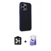 MARSİLYAN™- iPhone 15 Pro Max Kılıf Çekirdek Yansıma Prime - Siyah Bilvis 5in1 5D Magic Hayalet Cam Ekran Koruyucu + PVD Metal Kamera Lens - TU