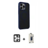 MARSİLYAN™- iPhone 15 Pro Max Kılıf Çekirdek Yansıma Prime - Siyah Bilvis Hayalet Cam Ekran Koruyucu + PVD Metal Kamera Lens - GS
