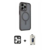 MARSİLYAN™- iPhone 15 Pro Max Kılıf Çekirdek Yansıma Prime - Siyah Bilvis Hayalet Cam Ekran Koruyucu + PVD Metal Kamera Lens - GS