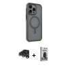 MARSİLYAN™- iPhone 15 Pro Max Kılıf Çekirdek Yansıma Prime - Siyah Bilvis Hayalet Cam Ekran Koruyucu + Raze Metal Kamera Lens - GS