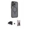 MARSİLYAN™- iPhone 15 Pro Max Kılıf Çekirdek Yansıma Prime - Siyah Bilvis Hayalet Cam Ekran Koruyucu + Raze Metal Kamera Lens - LT