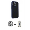 MARSİLYAN™- iPhone 15 Pro Max Kılıf Çekirdek Yansıma Prime - Siyah Bilvis Hayalet Cam Ekran Koruyucu + PVD Metal Kamera Lens - LT