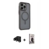 MARSİLYAN™- iPhone 15 Pro Max Kılıf Çekirdek Yansıma Prime - Siyah Bilvis Hayalet Cam Ekran Koruyucu + Raze Metal Kamera Lens - SH