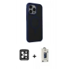 MARSİLYAN™- iPhone 15 Pro Max Kılıf Çekirdek Yansıma Prime - Siyah Bilvis Hayalet Cam Ekran Koruyucu + PVD Metal Kamera Lens - SH
