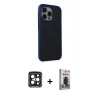 MARSİLYAN™- iPhone 15 Pro Max Kılıf Çekirdek Yansıma Prime - Siyah Bilvis Hayalet Cam Ekran Koruyucu + PVD Metal Kamera Lens - SH