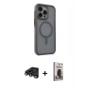 MARSİLYAN™- iPhone 15 Pro Max Kılıf Çekirdek Yansıma Prime - Siyah Bilvis Hayalet Cam Ekran Koruyucu + Raze Metal Kamera Lens - TMGI