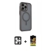 MARSİLYAN™- iPhone 15 Pro Max Kılıf Çekirdek Yansıma Prime - Siyah Buffer Cam Ekran Koruyucu + PVD Metal Kamera Lens - GS