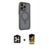 MARSİLYAN™- iPhone 15 Pro Max Kılıf Çekirdek Yansıma Prime - Siyah Buffer Cam Ekran Koruyucu + PVD Metal Kamera Lens - TU