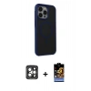 MARSİLYAN™- iPhone 15 Pro Max Kılıf Çekirdek Yansıma Prime - Siyah Buffer Hayalet Cam Ekran Koruyucu + PVD Metal Kamera Lens - GI