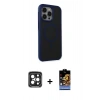 MARSİLYAN™- iPhone 15 Pro Max Kılıf Çekirdek Yansıma Prime - Siyah Buffer Hayalet Cam Ekran Koruyucu + PVD Metal Kamera Lens - SH